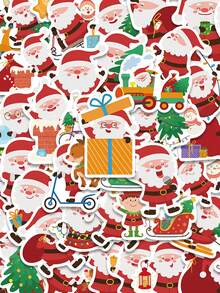 50 Stücke Cartoon Weihnachtsmann Aufkleber, fröhliche Weihnachten Aufkleber für Laptop, Koffer, Computer, Tagebuch, Kühlschrank, Handy, Raumdekoration, Weihnachtsparty Spielzeug Geschenke