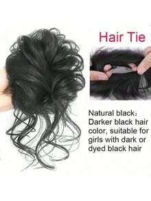 1 件女士花朵发髻凌乱发圈，自然蓬松长发马尾辫发片，发型套装，美发工具套装 - 棕色 - 查看 5