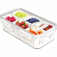 MineSign 2Pack Divided Snackle Box With Lids Stackable Food Serving Tray For FruitandVeggie Plastic Fridge Storage Container For Pantry Freezer Clear Snack Box For Meal Prep Candy Nuts Spice - 1 包,含 6 個隔層 - 查看 1