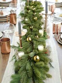 1/2/3pcs 180cm/5.9ft Artificial Pine Garland, Plastic Green Christmas Wreath, For Christmas Party, Wedding, Home Decoration, Winter Table Centerpieces, Window And Stair Hanging Vine Decorations