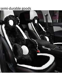 1 件可爱蓬松粉色毛绒汽车座垫，温暖防滑舒适汽车座套，也可用作椅垫（半耐用）
