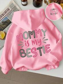Young Girl Letter Print Warm Sweatshirt - Pink - View 9
