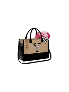 2pcs/Set Women's Beach Tote Bag With Shoulder Strap, Beach Hat And Cosmetic Bag, Personalized Letter A-Z Beach Accessory Bag With Side Pocket, Ideal Gift For Women, Mothers, Teachers, Friends, Bridesmaids, Students, Suitable For Beach Vacation, Outdoor Wedding, Birthday, Holiday, Large Capacity For Weekend Getaway - Multicolor - View 21