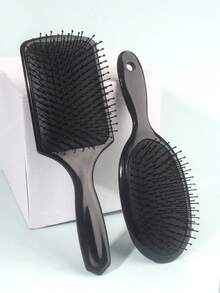 Unisex Haarbürste, flacher Bürstenstil glättender Kamm geeignet für langes, grobes, feines und lockiges Haar, Dual-Use für trockenes oder nasses Haar, Abschied von Knoten, Salon-Qualität Glättungsergebnisse, schwarzer luftgepolsterter Kamm, Massagekamm für Frauen, antistatischer Kamm für Frauen, großer flacher Kamm - unisex Design, Nylonborsten geeignet für alle Haartypen, Schul-Essentiell, Reisebegleiter, Haaraccessoire für Frauen