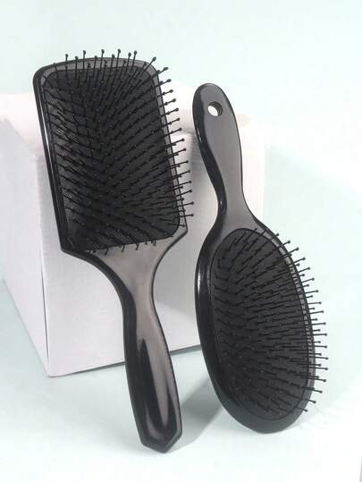 Unisex Haarbürste, flacher Bürstenstil glättender Kamm geeignet für langes, grobes, feines und lockiges Haar, Dual-Use für trockenes oder nasses Haar, Abschied von Knoten, Salon-Qualität Glättungsergebnisse, schwarzer luftgepolsterter Kamm, Massagekamm für Frauen, antistatischer Kamm für Frauen, großer flacher Kamm - unisex Design, Nylonborsten geeignet für alle Haartypen, Schul-Essentiell, Reisebegleiter, Haaraccessoire für Frauen