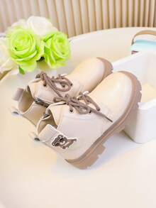 1 Pair Fashionable & Versatile Baby Boots For Autumn/Winter, Adorable Cartoon Panda Wearing Sunglasses Decor On Side, Cute & Lively Design To Attract Children