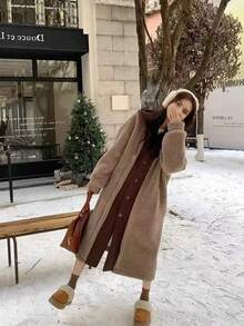 女士二合一连帽夹克，欧美新款设计，保暖内衬，厚实保暖，秋冬 - 卡其色 - 查看 5