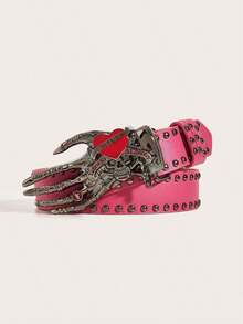 1pc Palm Y2k Style Fashionable Single Item Belt, Suitable For Parties And Gatherings Valentine's Day Valentines Summer, School Fall, Autumn, Halloween - 輪頭愛 - 查看 9