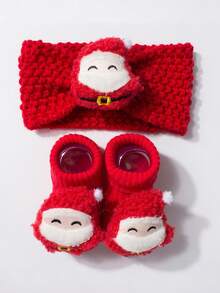 1 PC Baby Headband +1 Pair Baby Socks,For 1-3 Years Old,Toddler Christmas Dress,Christmas Headband And Socks,Fashionable,Suitable For Photo Taking And Daily Life,Baby Christmas Gift - Multicolor - View 14
