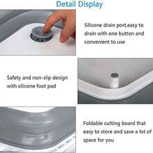 Collapsible Washing Up Bowl Innovations Multi Function Bowl Drying Rack Portable Cutting Board Retractable Drain Washing Basket Basin Vegetable Fruit Tray For For Camping Picnic Kitchen CB01 - Xám - Xem 5