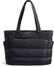 Tote Bag For Women,Quilted Hangbag Bag With Zipper,Lightweight Womens Puffy Shoulder Handbag  With Compartments Shoulder Bag Handbag For Travel, Work, Gym | Lightweight, Puffy, Tote Bag With Compartments, Quilted, For Travel, Work, Practical Valentine's Day Gifts - màu đen - Xem 8