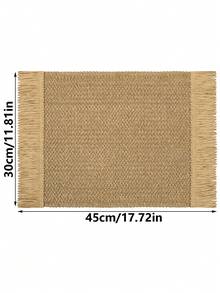6pcs Bohemian Style Woven Paper Placemats With Tassels, Size 12x18 Inches, Elegant Natural Country Style Placemats, Suitable For Dinner, Wedding, Party, Beach, Farmhouse Dining, Christmas, Thanksgiving, Khaki - Khaki - View 6