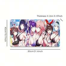 Large Anime Bikini Mouse Pad - Vibrant Scene, Non-Slip Rubber Base, Durable Stitched Edges, Office & Gaming, Holidays,, Thanksgiving, Halloween, Anime Mouse Pad - 11.81x27.56英寸 - 查看 7