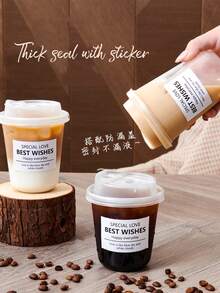 10个/套 加厚PET咖啡杯，带盖保温塑料杯，防漏设计，耐热防溢，翻盖式饮用，是咖啡爱好者的理想之选，也适用于奶茶、咖啡、果汁和其他饮品。非常适合从饮品店外带或自制饮品。时尚实用（附赠贴纸）。 - 彩色 - 查看 7