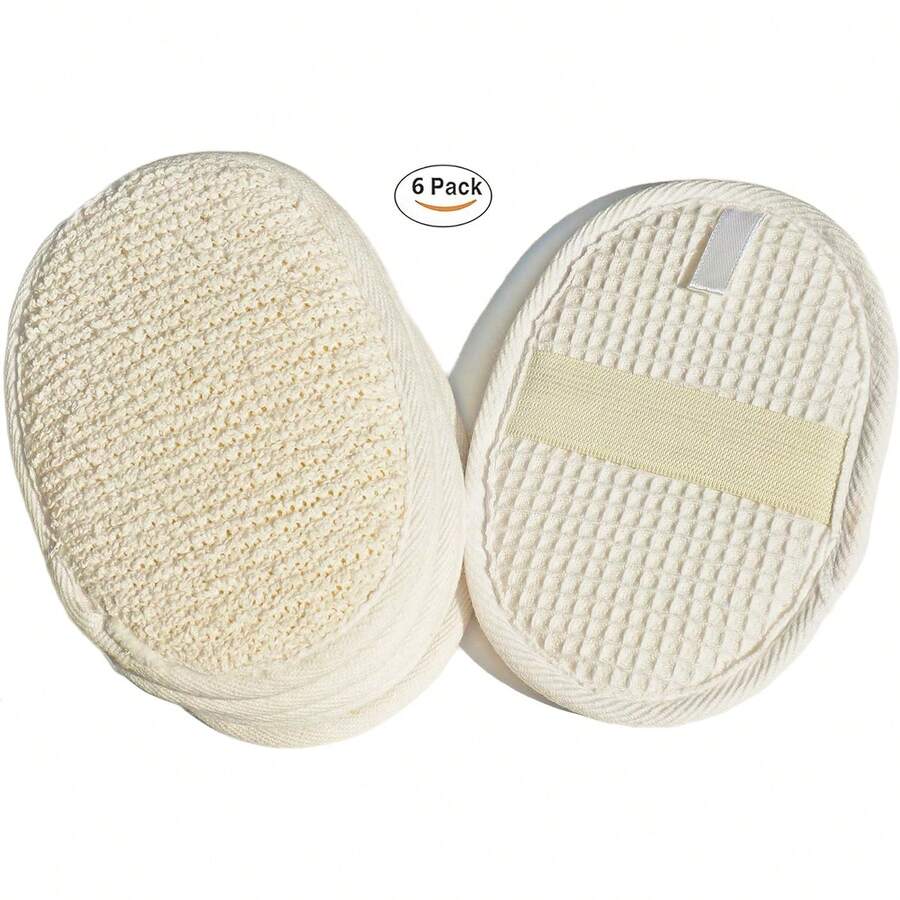 6Pack (Grande 6.3x4.3 pulgadas) Almohadilla Exfoliante para Cara y Cuerpo (100% Algodón Terry) Materiales de Tela Esponja de Luffa Cepillo Exfoliante para la Piel de los Hombres y Mujeres en el Baño, Spa y Ducha - 1 - Ver 1