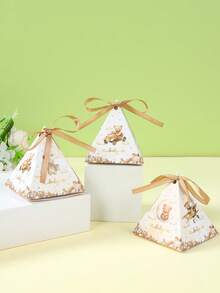 12个装棕熊三角糖果盒，带丝带，可爱棕熊飞机造型糖果盒，适合性别揭晓派对、生日派对餐桌装饰、迎婴派对糖果盒、派对回礼、生日派对、迎婴派对装饰糖果盒、婚礼派对餐桌装饰、礼品包装糖果盒、迎婴派对礼物、性别揭晓派对装饰、迎婴派对装饰 - 棕色小熊baby - 查看 9