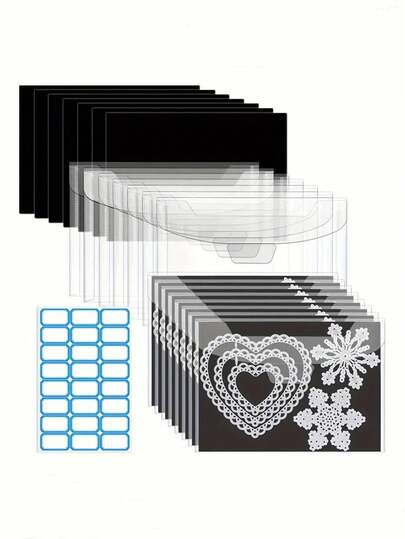 6pcs Scrapbooking Stamp And Die Storage Bag With Magnetic Board, Plastic Envelopes For Scrapbooking Template Storage Card Making Die Cutting, 5.5 X 7.5 Inches, With 6 Adhesive Index Tabs, Suitable For Party, Wedding, Home, Dorm, Office, Classroom, Company, Outdoor Activities, Household