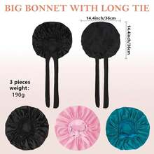 女士可调节双层丝滑印花缎面睡帽，带抽绳 - 舒适睡眠帽，保护头发，夜间护理