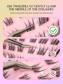 Asiteo 60pcs C-Curl Curly Cartoon Fox Eye Self-Adhesive Cluster Fake Eyelashes, No Glue Needed, DIY Individual Lash Extension, Natural & Soft, Segmented False Eyelashes - C - View 4