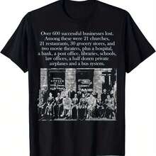 Creative Printing Pattern Men's & Unisex Greenwood Tulsa Black T-Shirt - Vintage African American Business Success Graphic Tee, Lightweight Breathable Shirt For Tulsa's Greenwood District Legacy, Casual & Formal Events, Casual Attire, Legacy Inspired Clothing, Comfortable Fit - 黑色 - 查看 1