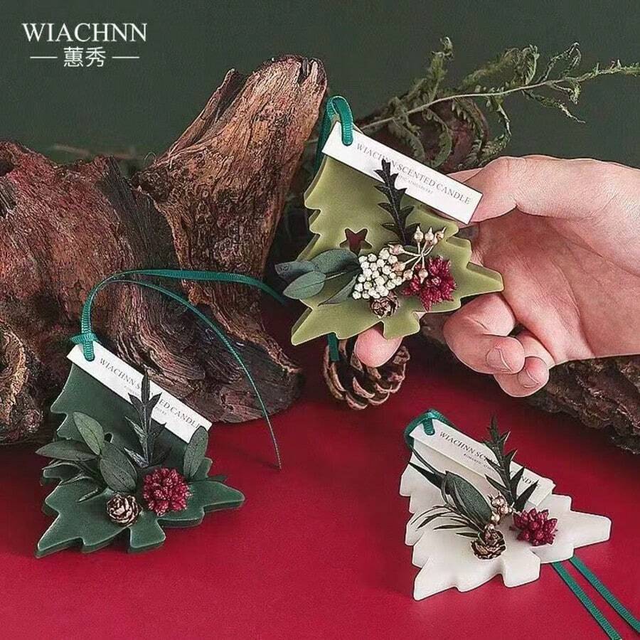 Women's Christmas Scented Gift, Wardrobe Wax Sheets, Christmas Decorative Tree-Shaped Scented Gift, Cedar Scented Candle, Spiral Christmas Tree, Holiday Winter Women's Christmas Scented Gift - Merry Christmas Candle Bulk, Soy Wax Aromatherapy Set, Suitable For Christmas, Holiday Party Gifts, Holiday Decor, Ceremonial