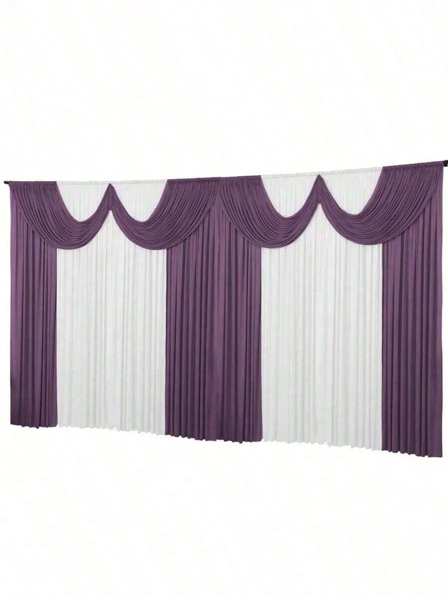 Church Curtain 6 Meters Premium Polyester Fabric Decora - Màu tử đinh hương với màu trắng - Xem 1