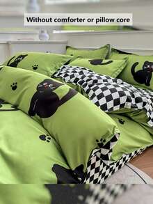 4件套厚款亲肤花卉宠物印花床上用品套装（1个羽绒被套+2个枕套+1张床单），柔软透气，简约优雅，可机洗，四季皆宜 - 喵星人 - 查看 8