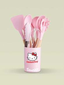 Sanrio مجموعة أدوات مطبخ سيليكون غير لاصقة مكونة من 12 قطعة، تتميز بمقابض مانعة للانزلاق باللونين الأسود والبني، تشمل مكشطة، خفاقة بيض، ملعقة، ملقط، ملعقة شوربة، مبشرة، ملقط، إلخ. مقاومة للحرارة وقوية، مناسبة لأدوات الطهي، مقاومة للخدش - مناسبة للخبز والقلي والغليان والبخار - هدية مثالية لعيد الميلاد وعيد الحب والتخرج والانتقال إلى منزل جديد