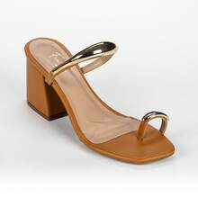 WOMEN'S SANDALS BLOCK HEEL CLOGS CHROME APPLIQUE Tropical Elegant Neutral Casual Gorgeous Sexy PU Leather Appliques WOMEN'S SANDALS BLOCK HEEL CLOGS Holiday Wedding Party Office Outdoor SUMMER SPRING - 駝色 - 查看 7