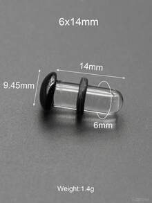 2 piezas de 14G-00G 10mm Grandes pendientes de aro de vidrio liso transparente con cabeza de hongo negra y anillos de silicona. Túneles y tapones de oreja de vidrio liso. Pendientes de barbell rectos para lóbulo, hélix, trago y cartílago. Pendientes de aro para mujeres y hombres, joyas corporales para regalo.