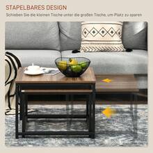 Coffee Table Set Of 2 Side Tables In Industrial Design Living Room Table With Wood Look And Steel In Natural - 1 - View 4