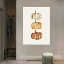 1 pièce Impression sur canevas d'art charmeuse de citrouille d'automne sans cadre - Décoration murale aquarelle sans cadre pour la maison et le bureau