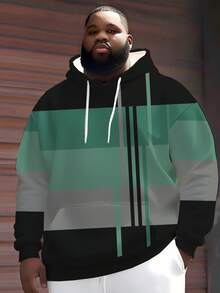ZhuYa "Best Seller" sweat-shirt à capuche casual sport pour hommes grande taille, rayures, carreaux et imprimé color block, coupe ample avec poche, manches longues, veste de rue casual pour l'extérieur, automne - Multicolore - Voir 1
