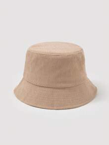 1pc Men's Fashion Corduroy Solid Color Bucket Hat, Suitable For Autumn/Winter Daily Outfits - A - View 18