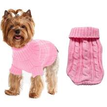 Dog Sweater, Warm Dog Sweaters For Small Dogs Medium Large Dogs, Cute Winter Classic Turtleneck Pet Sweater Cat Sweater Dog Clothes Coat Dog Christmas Sweaters For Girls Boys Dog Puppy Cat - 玫紅粉 - 查看 4