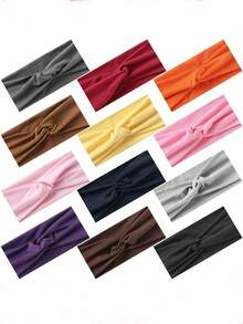 1 pieza Diadema elástica de unicolor para mujer, pañuelo de moda para maquillaje y deporte, diadema vintage, accesorio para el cabello, bandana para mujer