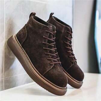 High-Top Autumn New Height-Increasing British Workwear Men's Shoes Waterproof Versatile Casual Wear-Resistant Non-Slip Fashion Shoes