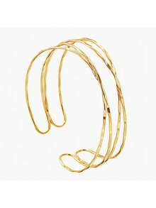 1pc Women's Elegant Hollow Criss-Cross Multi-Layer Adjustable Arm Bracelet, Minimalist Luxury Accessory - Multicolor - View 8