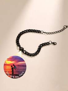 Customized Couple Projection Bracelet, Stainless Steel Cuban Link Projection Photo Bracelet, Personalized Colorful Photo Projection Jewelry, Memorial Photo Bracelet, Gift For Boyfriend, Father's Day Customized Gift - Round Cuban Chain 18+5cm - View 11