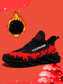 Custom Women's Christmas Plush Lining Sneakers With Personalized Name Print, Festive Santa Belt Design Cozy Shoes With Customized Photo, Lightweight Comfortable Soft Bottom Warm Sneakers For Men And Women, Gym Training Breathable Tennis Shoes, Unique Christmas Gift For Mom/Dad/Her/Him/Girlfriend/Boyfriend/Wife/Husband/Friend ﻿ - Black - View 3