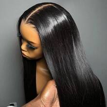 40 Inch 13x4 Transparent Straight Lace Front Wigs 200 Density Brazilian 13x6 HD Lace Frontal Human Hair Wig Long Black Straight Blended Human Lace Wig Pre Plucked Hairline With Baby Hair Elastic Band Can Be Middle Part Left/ Right Side Part And Free Part Available Natural Color  For Women - Natural Black - 查看 10