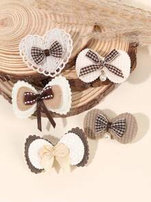 10 Stücke exquisite herzförmige Schleifen-förmige Samt kleine süße Haarspangen, Haraccessoires für den Alltag