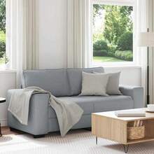 Modern 2-Seater Sofa Upholstered Loveseat With Wide Armrests Light Grey Fabric Couch For Living Room Office - Xám - Xem 1