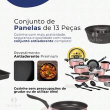 Conjunto De Panelas Antiaderente 13 Peças Cores Cor Rose - Rosê - Visão 3