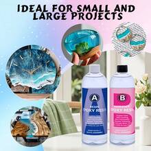 QIAO Bộ dụng cụ nhựa Epoxy - 100/200/408/500/1000ml, Công thức mới, Trong suốt như pha lê, Độ bền cao, Không bọt khí, Chống ố vàng, Thích hợp cho đúc, DIY, nghệ thuật nhựa, làm khuôn, làm đồ trang sức, v.v., Dễ dàng pha trộn theo tỷ lệ 1:1. - Màu xanh lam - Xem 4