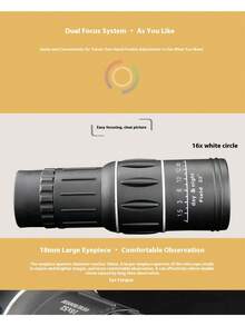 1600x52 Monocular Telescope - Portable, High Magnification, Suitable For Birdwatching, Camping, Black, Long Distance Vision