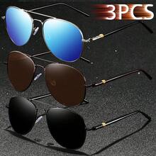 3 sztuki klasycznych okularów pilotów z metalową oprawką, vintage, okrągłe, męskie, damskie, luksusowe, markowe, designerskie, modne, tropikalne, plażowe, wakacyjne, letnie, pastelowe, błyszczące, materiałowe, eleganckie, estetyczne, wakacyjne, okulary, dla mężczyzn, do jazdy samochodem, wędkowania, podróży, zakupów, turystyki, gogle, retro, podróżne, okulary dla kierowców, męskie i damskie (uwaga: etui na okulary widoczne na zdjęciu nie jest dołączone)