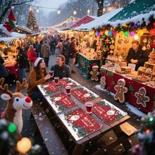 1 set/1 pièce/4 pièces/6 pièces Vaisselle avec motif de lutin et sapin de Noël, vaisselle thermoprotectrice, vaisselle en polyester lavable en machine, vaisselle de protection, décoration centrale, décoration quotidienne pour le salon familial, convient pour la décoration de rassemblement de groupe