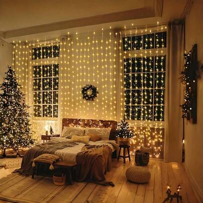 100/200 /300 LED USB-Powered Vintage Fairy Curtain Lights, Bedroom String Light, Weddings Parties Christmas Indoor Holiday Decor Festive Ambiance Cozy Room Lighting Party Decorations