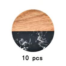 1pc/5pcs/10pcs/20pcs Customized Engraved Black Marble Texture Wooden Coasters, Personalized Coaster Gifts, Housewarming, Wedding, Anniversary Gifts - Black Marble - View 21